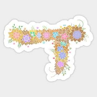 "ㅜ" Floral Letter Hangeul Sticker